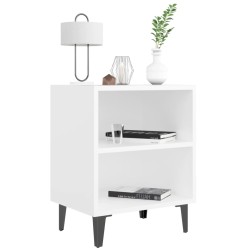 Table de chevet avec pieds en métal blanc 40x30x50 cm 581412581412