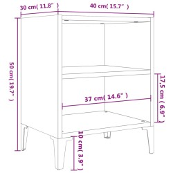 Table de chevet avec pieds en métal blanc 40x30x50 cm 581412581412