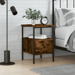 Table de chevet chêne fumé 34x36x50 cm bois d'ingénierie 581415581415