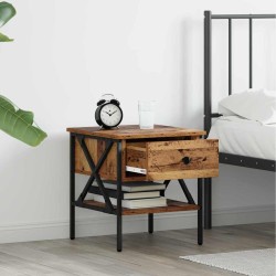 Table de chevet avec tiroir Bois ancien 40 x 42 x 45 cm 581417581417