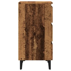 Table de chevet avec pieds en métal vieux bois 40x35x69 cm 581421581421