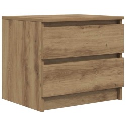 Table de chevet chêne artisanal 50x40x43.5 cm bois d’ingénierie 581423581423