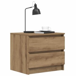 Table de chevet chêne artisanal 50x40x43.5 cm bois d’ingénierie 581423581423