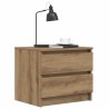 Table de chevet chêne artisanal 50x40x43.5 cm bois d’ingénierie 581423581423