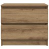 Table de chevet chêne artisanal 50x40x43.5 cm bois d’ingénierie 581423581423