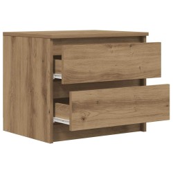 Table de chevet chêne artisanal 50x40x43.5 cm bois d’ingénierie 581423581423