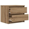 Table de chevet chêne artisanal 50x40x43.5 cm bois d’ingénierie 581423581423