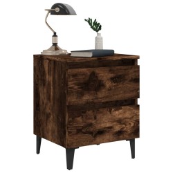 Table de chevet avec pieds en métal Chêne fumé 40x35x50 cm 581425581425