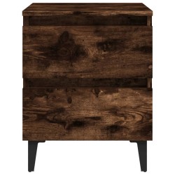 Table de chevet avec pieds en métal Chêne fumé 40x35x50 cm 581425581425