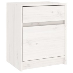 Table de chevet Blanc 40x31x50 cm Bois de pin massif 581429581429