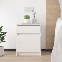 Table de chevet Blanc 40x31x50 cm Bois de pin massif 581429581429