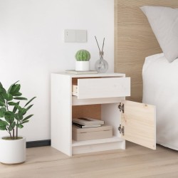 Table de chevet Blanc 40x31x50 cm Bois de pin massif 581429581429