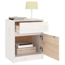 Table de chevet Blanc 40x31x50 cm Bois de pin massif 581429581429