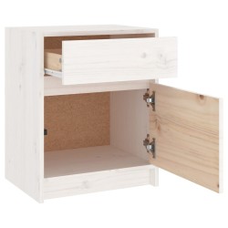 Table de chevet Blanc 40x31x50 cm Bois de pin massif 581429581429