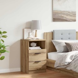 Table de chevet chêne artisanal 40x36x65 cm bois d'ingénierie 581434581434