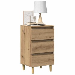 Table de chevet chêne artisanal 40x35x69 cm bois d’ingénierie 581435581435