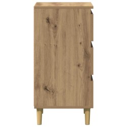 Table de chevet chêne artisanal 40x35x69 cm bois d’ingénierie 581435581435