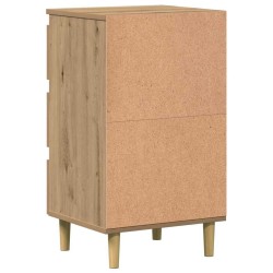 Table de chevet chêne artisanal 40x35x69 cm bois d’ingénierie 581435581435
