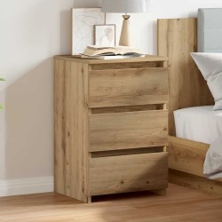 Table de chevet chêne artisanal 40x35x62,5 cm bois d'ingénierie 581436581436