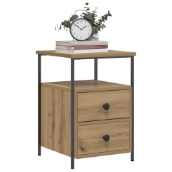 Table de chevet chêne artisanal 34x35,5x50 cm bois d'ingénierie 581440581440