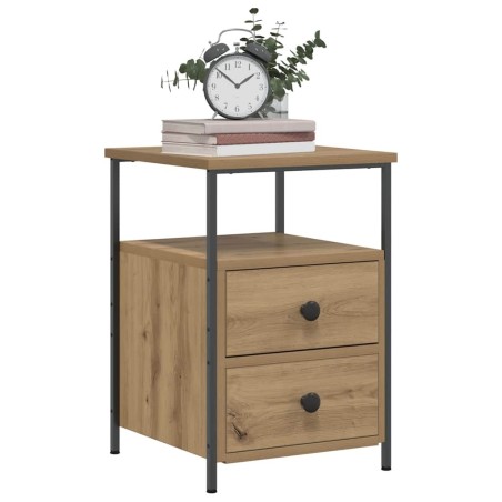 Table de chevet chêne artisanal 34x35,5x50 cm bois d'ingénierie 581440581440