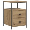 Table de chevet chêne artisanal 34x35,5x50 cm bois d'ingénierie 581440581440