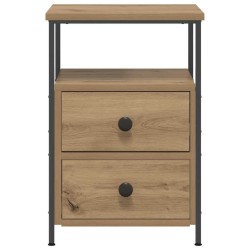 Table de chevet chêne artisanal 34x35,5x50 cm bois d'ingénierie 581440581440