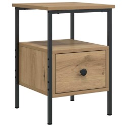 Table de chevet chêne artisanal 34x36x50 cm bois d'ingénierie 581446581446