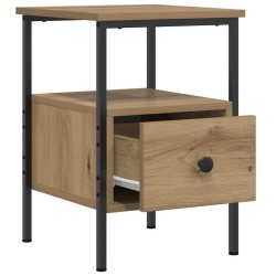Table de chevet chêne artisanal 34x36x50 cm bois d'ingénierie 581446581446