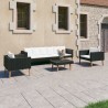 Salon de jardin 4 pcs avec coussins Résine tressée Noir 581453581453