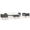 Salon de jardin 4 pcs avec coussins Résine tressée Noir 581453581453