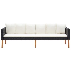 Salon de jardin 4 pcs avec coussins Résine tressée Noir 581453581453