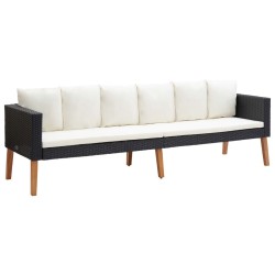Salon de jardin 4 pcs avec coussins Résine tressée Noir 581453581453