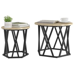 Table d'appoint 2 pcs Chêne Sonoma Bois d'ingénierie et acier 581469581469