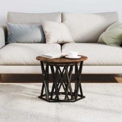 Table d'appoint 2 pcs Chêne fumé Bois d'ingénierie et acier 581470581470
