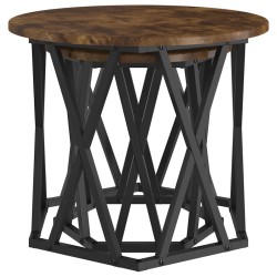 Table d'appoint 2 pcs Chêne fumé Bois d'ingénierie et acier 581470581470