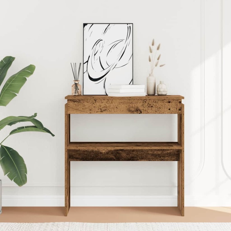 Table console vieux bois 80 x 30 x 80 cm bois d'ingénierie 581472581472