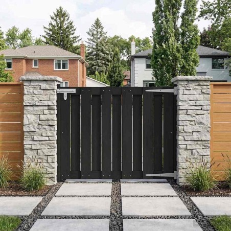Porte de Jardin 100 x 80 cm WPC et Aluminium Noir 581491581491