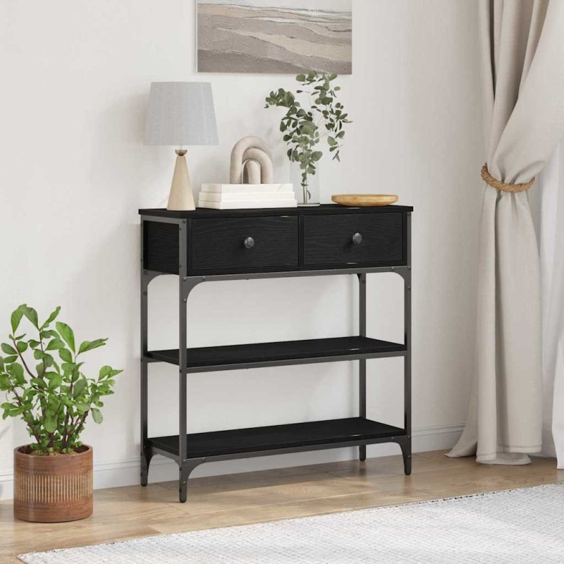 Table console Chêne noir 72,5 x 25 x 75 cm Bois d'ingénierie 581494581494