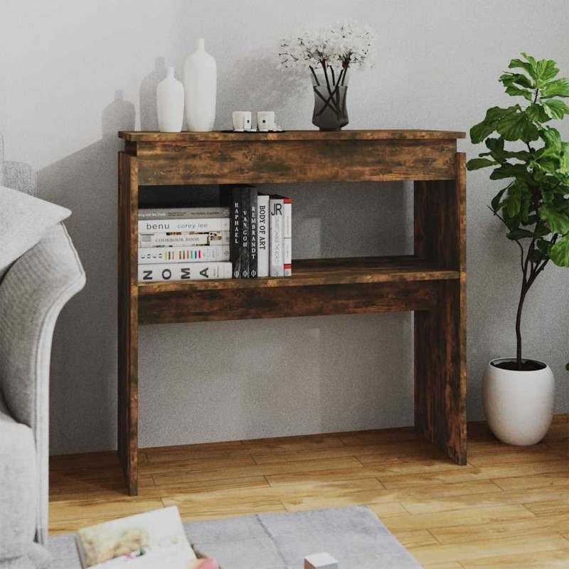 Table console Chêne fumé 80x30x80 cm Bois d'ingénierie 581495581495
