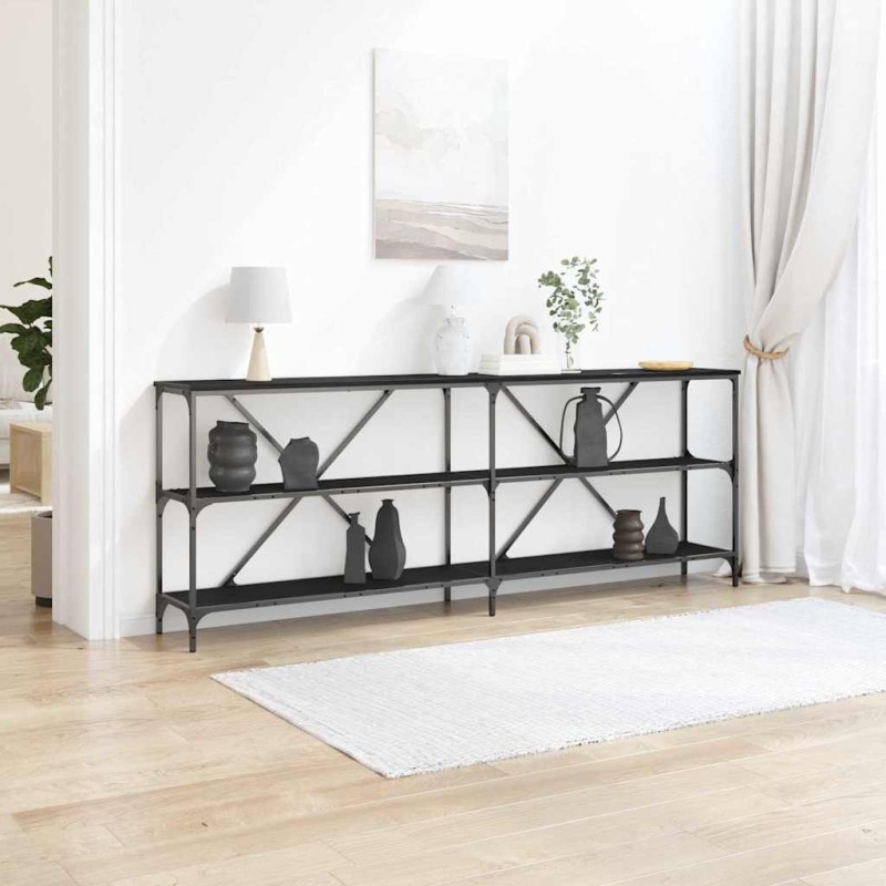 Table console Chêne noir 200 x 30 x 75 cm Bois d'ingénierie 581501581501