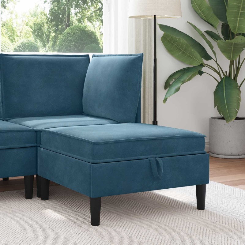 Pouf avec Rangement Bleu Velours 581506581506