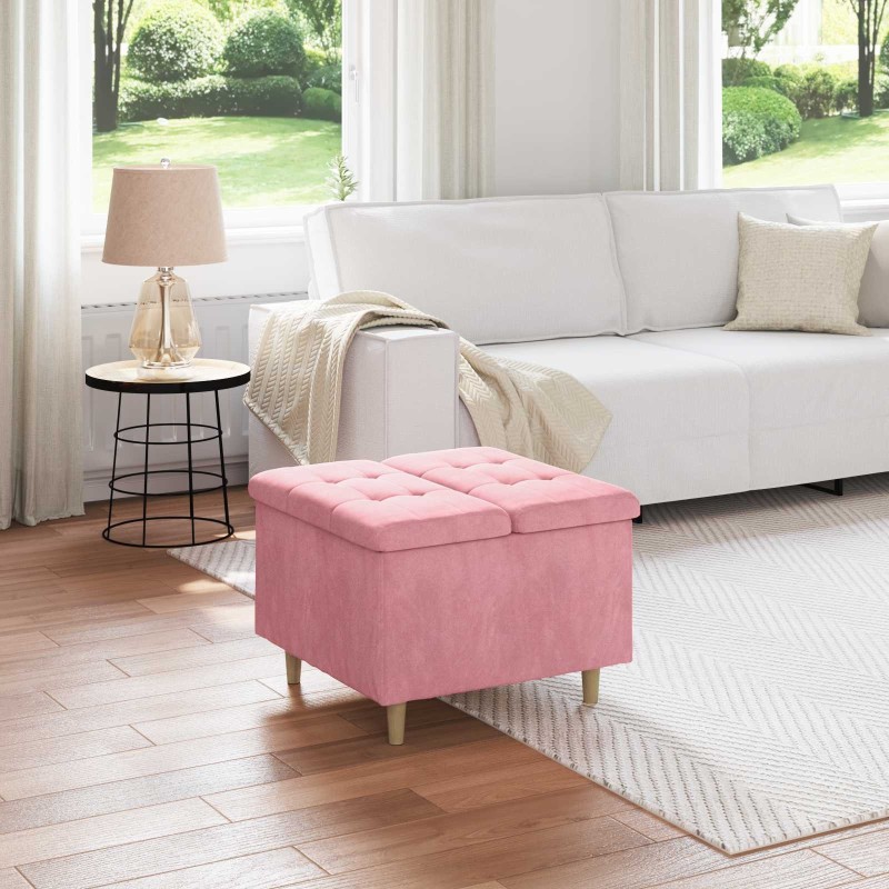 Pouf de rangement avec coussin Rose 60 x 60 x 45 cm Velours 581509581509