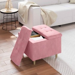Pouf de rangement avec coussin Rose 60 x 60 x 45 cm Velours 581509581509
