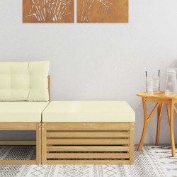 Pouf d'Extérieur Bois d'Acacia Massif Blanc 581510581510