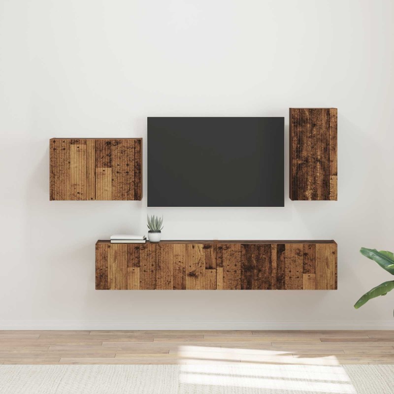 Ensemble de meuble TV mural 4 pcs Bois ancien Bois d'ingénierie 581528581528