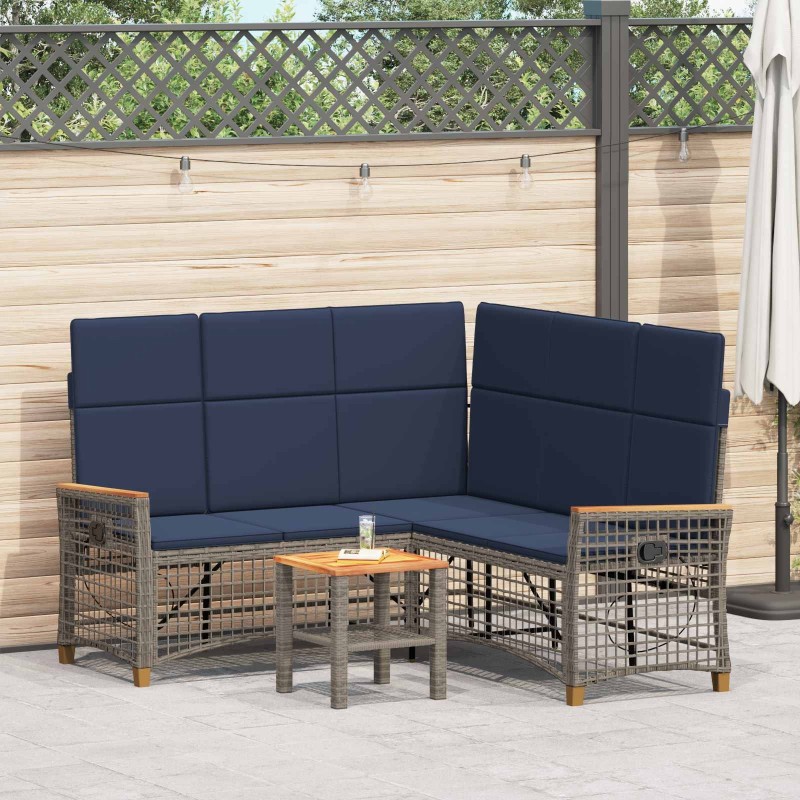 Ensemble de canapés inclinables de jardin Gris et bleu marine 581537581537