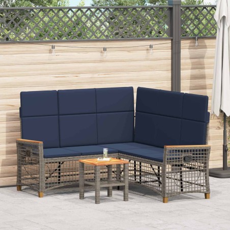 Ensemble de canapés inclinables de jardin Gris et bleu marine 581537581537