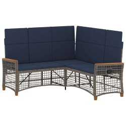 Ensemble de canapés inclinables de jardin Gris et bleu marine 581537581537