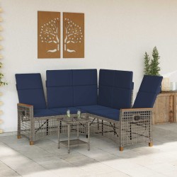 Ensemble de canapés inclinables de jardin Gris et bleu marine 581537581537